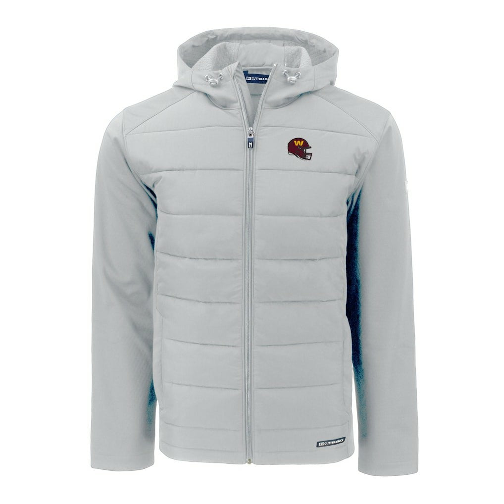 Washington Commanders Cutter & Buck Helmet Evoke Hybrid Eco Softshell Recycled Full-Zip Hoodie Jacket - Gray Hoodies