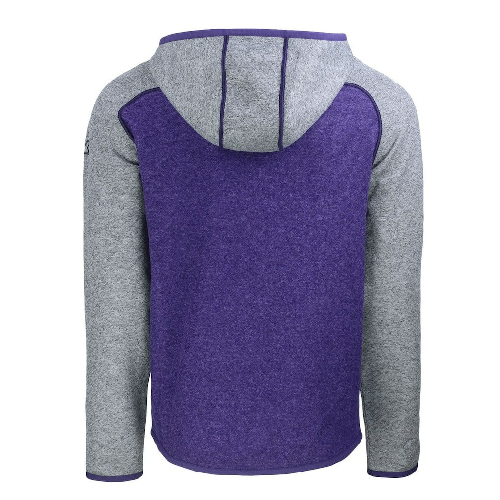 Baltimore Ravens Cutter & Buck Helmet Mainsail Sweater-Knit Full-Zip Hoodie - Heather Purple/Heather Gray Hoodies