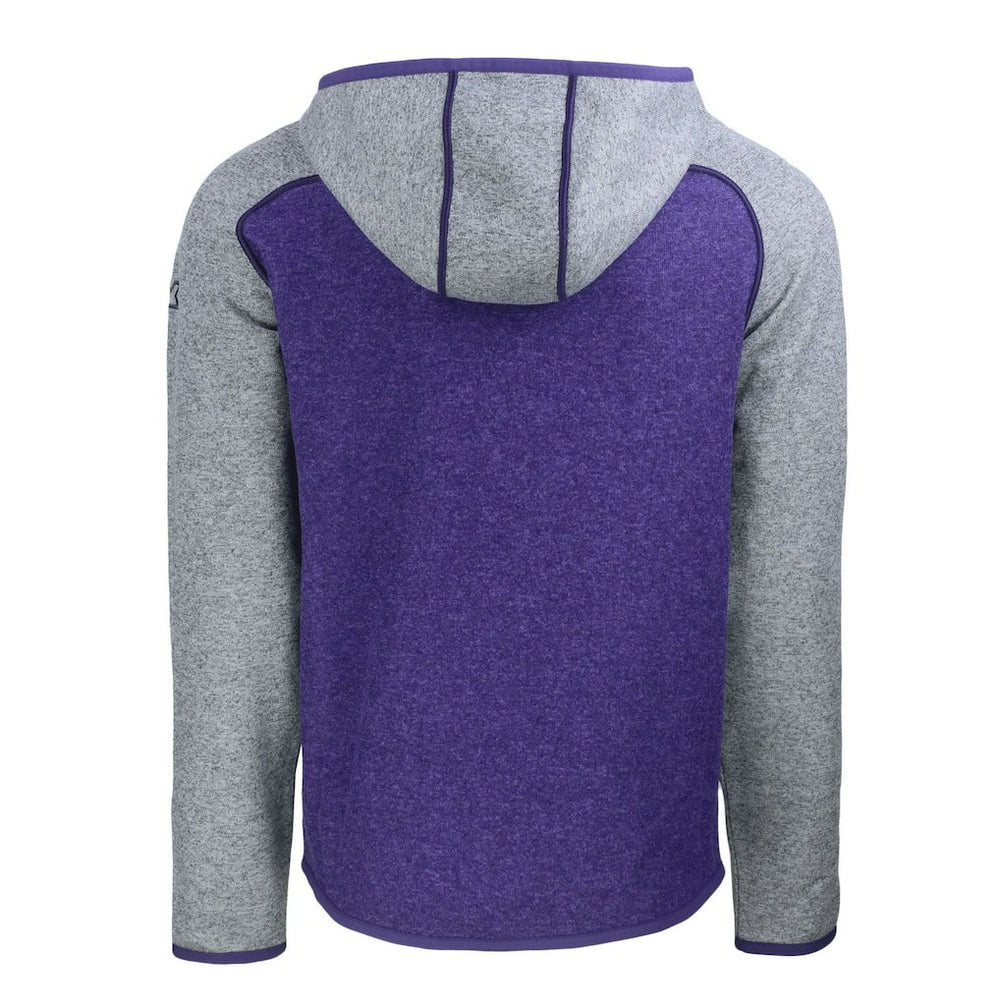 Baltimore Ravens Cutter & Buck Helmet Mainsail Sweater-Knit Full-Zip Hoodie - Heather Purple/Heather Gray Hoodies