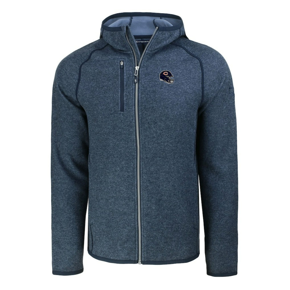 Chicago Bears Cutter & Buck Helmet Mainsail Sweater-Knit Full-Zip Hoodie - Heather Navy Hoodies