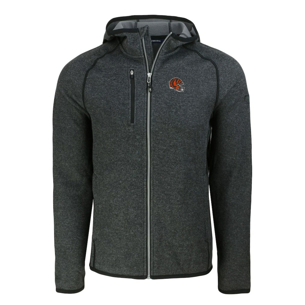 Cincinnati Bengals Cutter & Buck Helmet Mainsail Sweater-Knit Full-Zip Hoodie - Heather Charcoal Hoodies