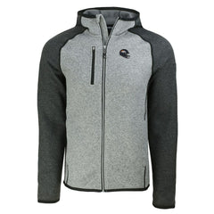 Denver Broncos Cutter & Buck Helmet Mainsail Sweater-Knit Full-Zip Hoodie - Heather Gray/Heather Charcoal Hoodies
