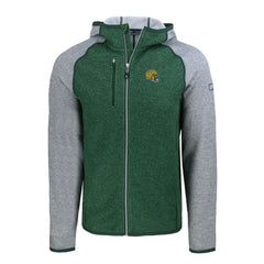 Green Bay Packers Cutter & Buck Helmet Mainsail Sweater-Knit Full-Zip Hoodie - Heather Green/Heather Gray Hoodies
