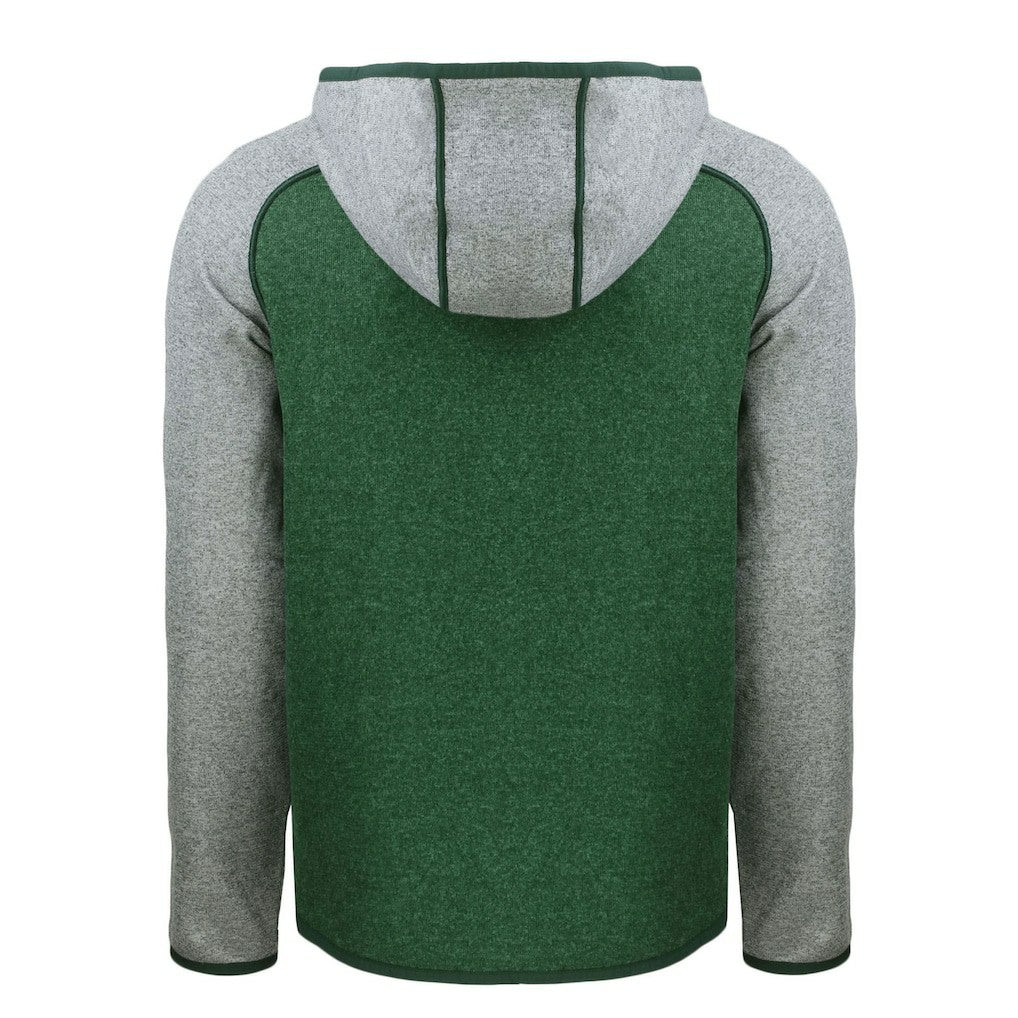 Green Bay Packers Cutter & Buck Helmet Mainsail Sweater-Knit Full-Zip Hoodie - Heather Green/Heather Gray Hoodies