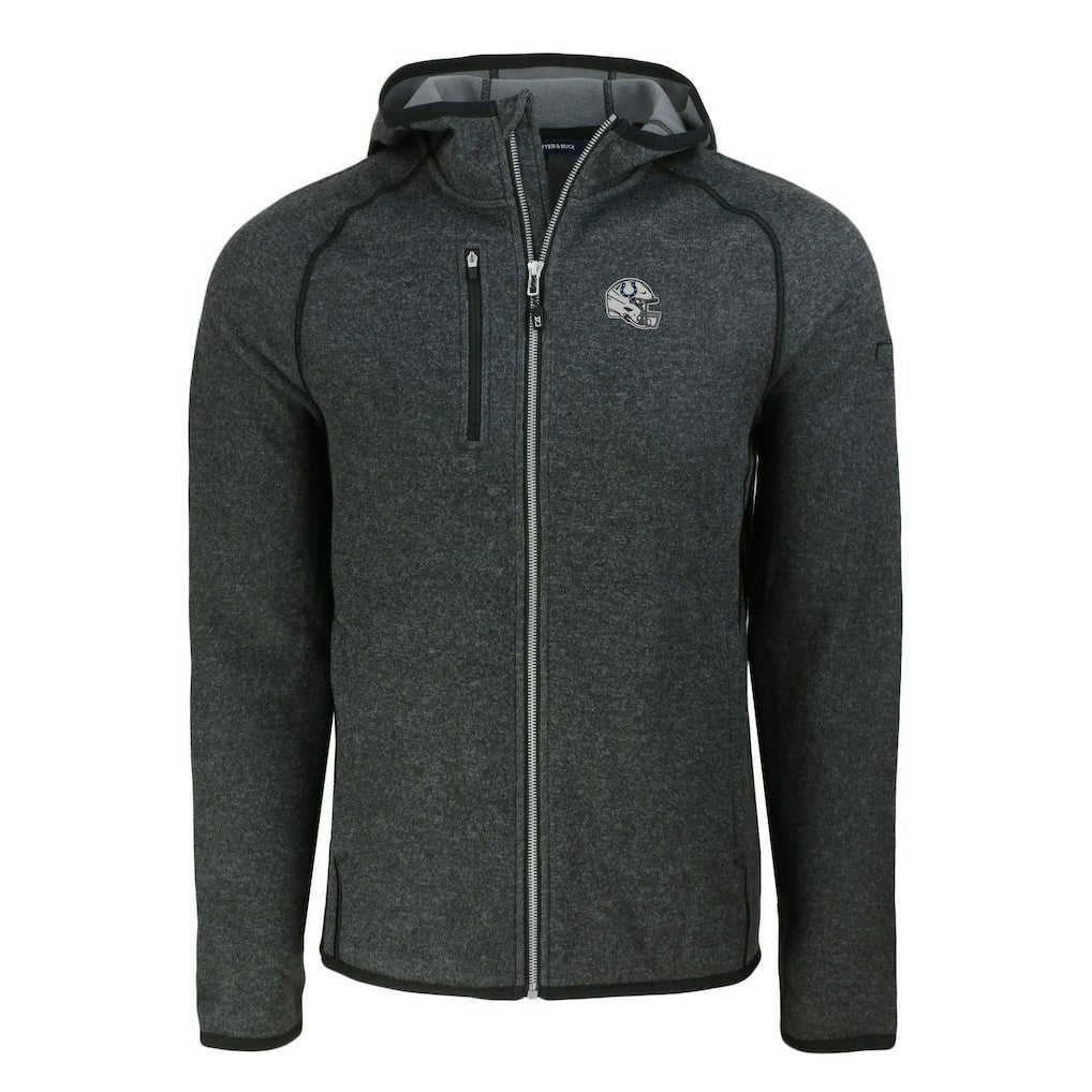 Indianapolis Colts Cutter & Buck Helmet Mainsail Sweater-Knit Full-Zip Hoodie - Heather Charcoal Hoodies