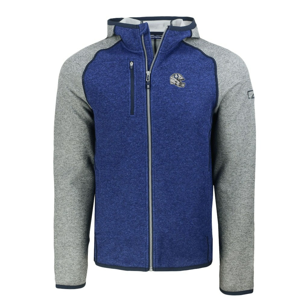 Indianapolis Colts Cutter & Buck Helmet Mainsail Sweater-Knit Full-Zip Hoodie - Royal/Heather Gray Hoodies