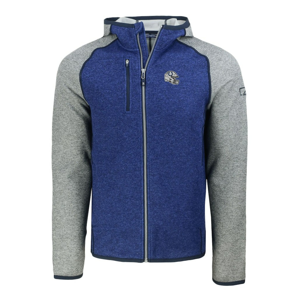 Indianapolis Colts Cutter & Buck Helmet Mainsail Sweater-Knit Full-Zip Hoodie - Royal/Heather Gray Hoodies