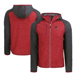 Kansas City Chiefs Cutter & Buck Helmet Mainsail Sweater-Knit Full-Zip Hoodie - Heather Red/Heather Charcoal Hoodies