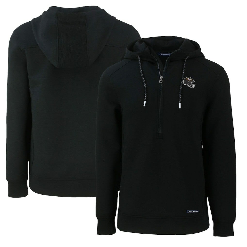 Baltimore Ravens Cutter & Buck Helmet Roam Eco Half-Zip Recycled Pullover Hoodie - Black Hoodies
