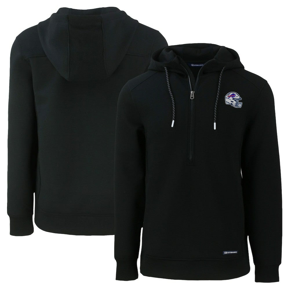 Buffalo Bills Cutter & Buck Helmet Roam Eco Half-Zip Recycled Pullover Hoodie - Black Hoodies