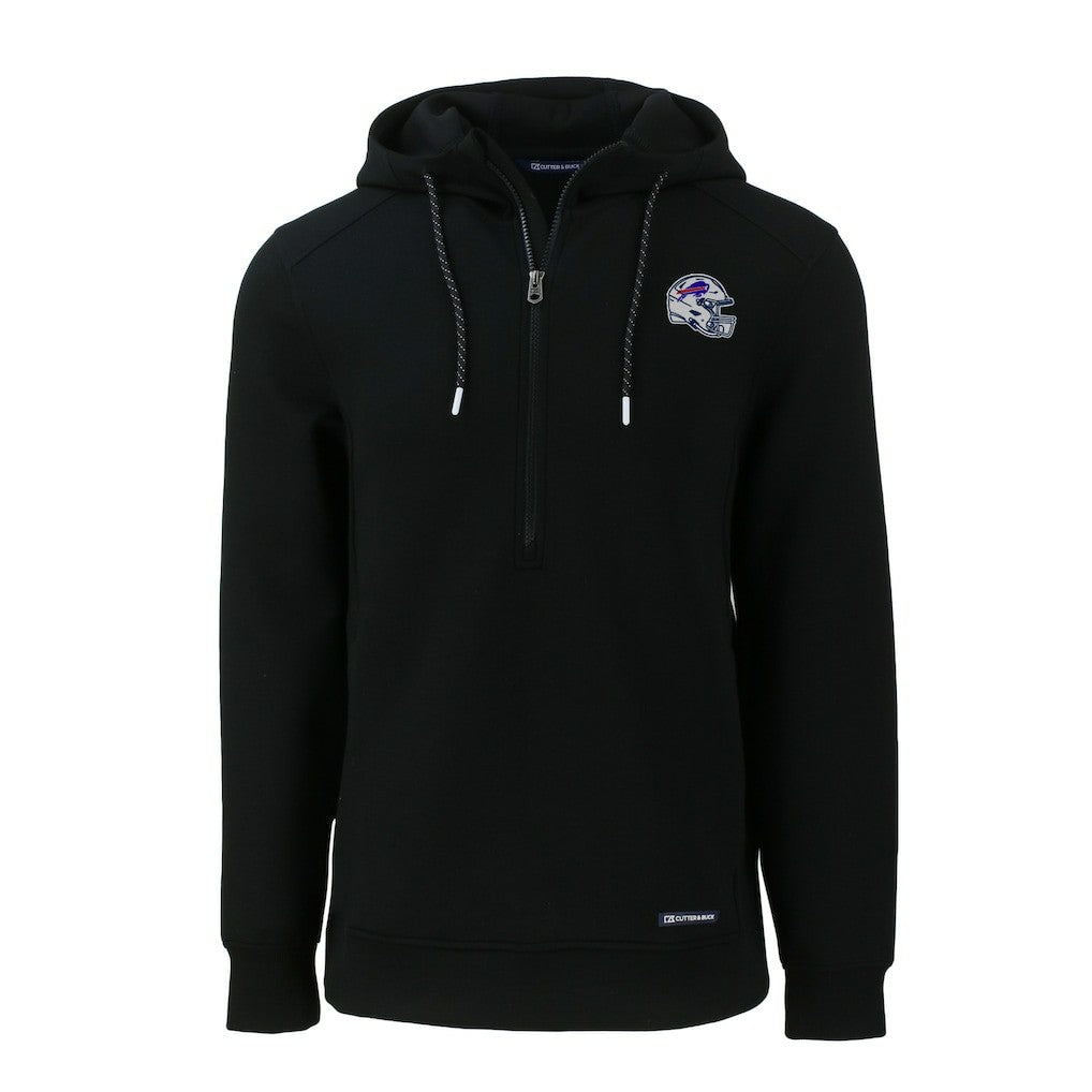 Buffalo Bills Cutter & Buck Helmet Roam Eco Half-Zip Recycled Pullover Hoodie - Black Hoodies