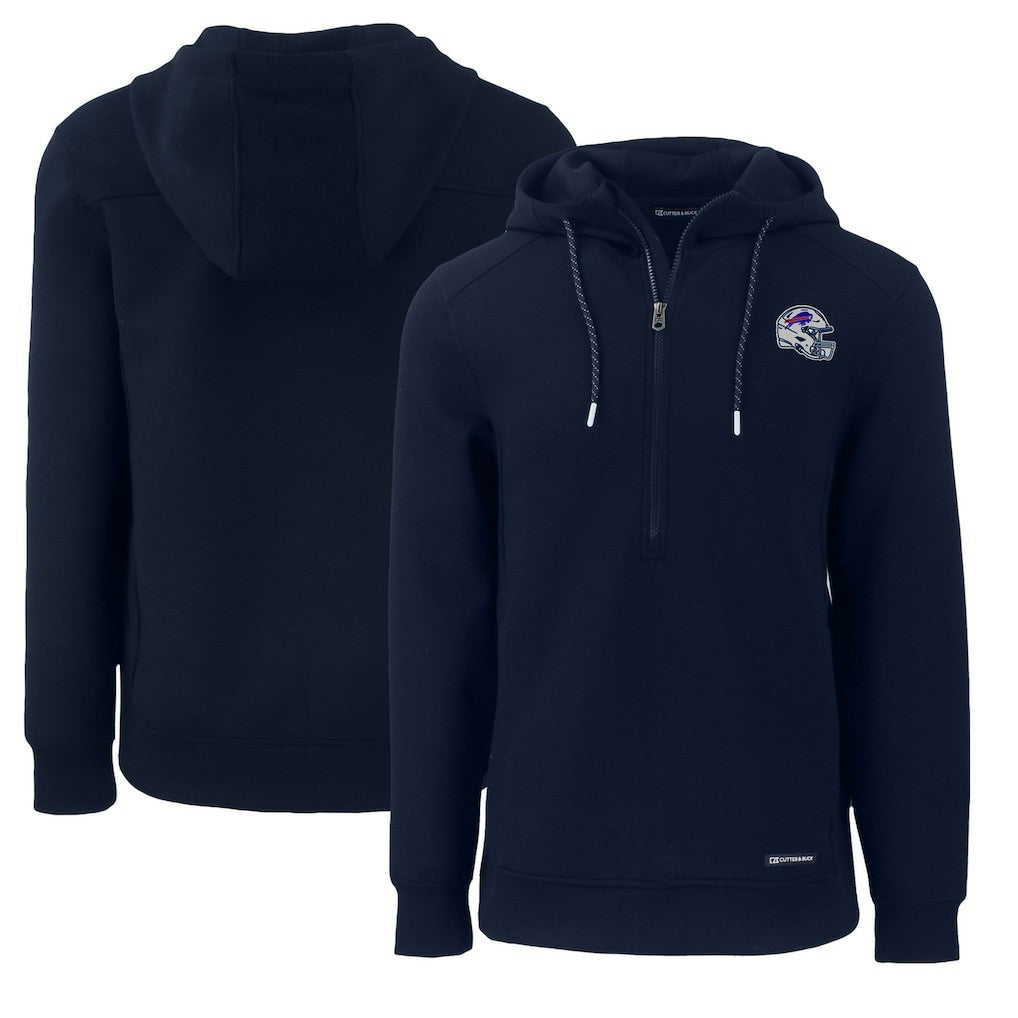 Buffalo Bills Cutter & Buck Helmet Roam Eco Half-Zip Recycled Pullover Hoodie - Navy Hoodies