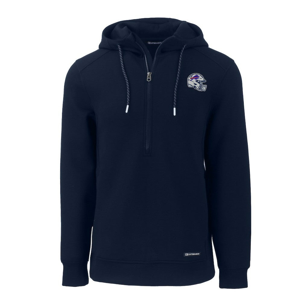 Buffalo Bills Cutter & Buck Helmet Roam Eco Half-Zip Recycled Pullover Hoodie - Navy Hoodies