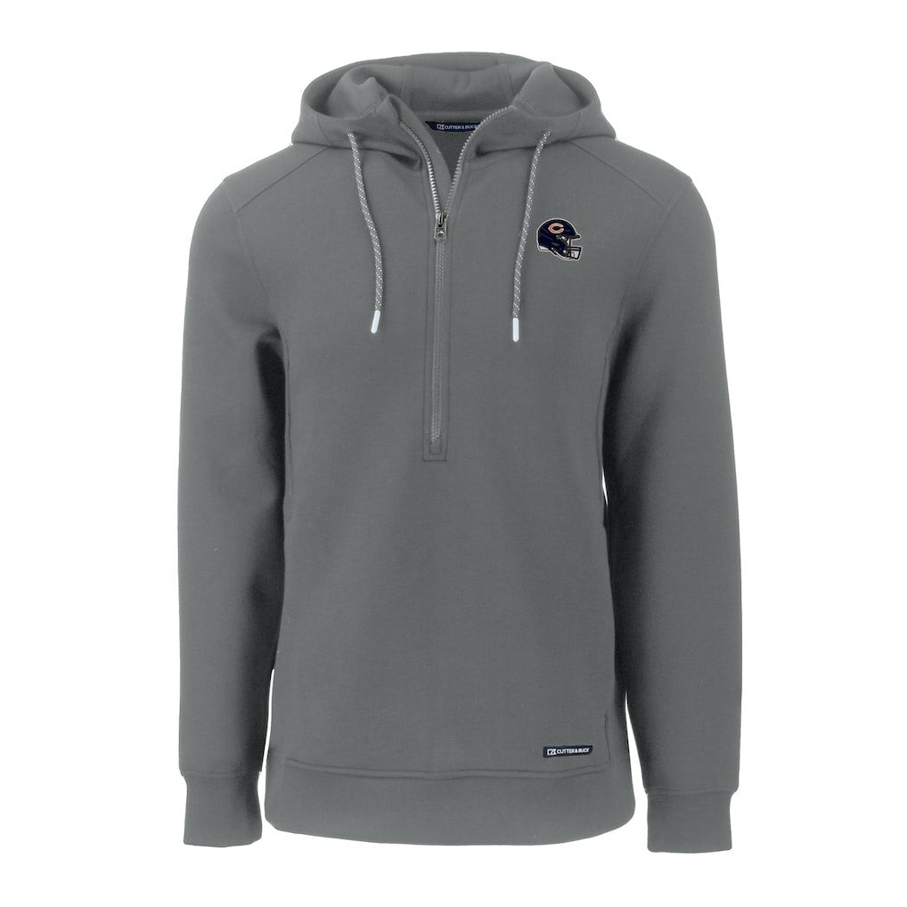 Chicago Bears Cutter & Buck Helmet Roam Eco Half-Zip Recycled Pullover Hoodie - Gray Hoodies