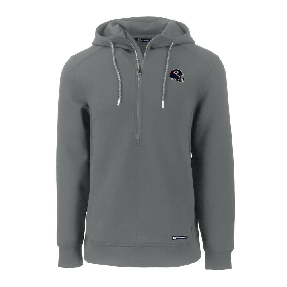 Chicago Bears Cutter & Buck Helmet Roam Eco Half-Zip Recycled Pullover Hoodie - Gray Hoodies