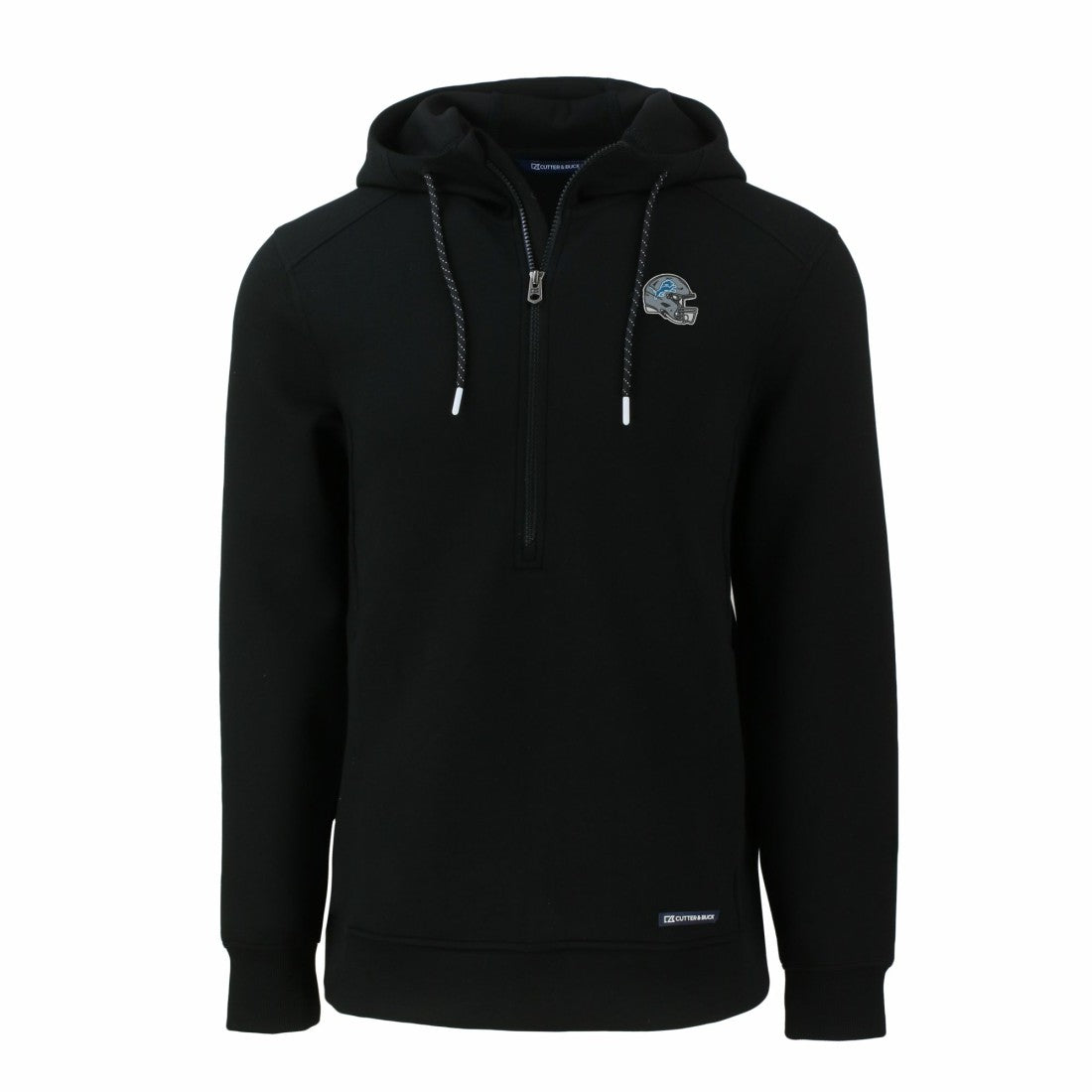 Detroit Lions Cutter & Buck Helmet Roam Eco Half-Zip Recycled Pullover Hoodie - Black Hoodies