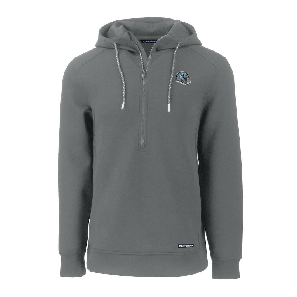 Detroit Lions Cutter & Buck Helmet Roam Eco Half-Zip Recycled Pullover Hoodie - Gray Hoodies