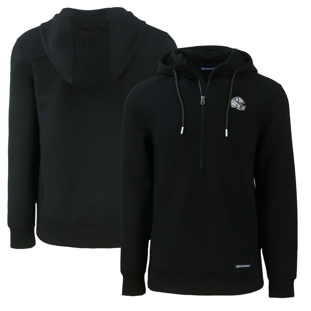 Indianapolis Colts Cutter & Buck Helmet Roam Eco Half-Zip Recycled Pullover Hoodie - Black Hoodies
