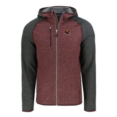 Washington Commanders Cutter & Buck Helmet Mainsail Sweater-Knit Full-Zip Hoodie - Burgundy/Heather Charcoal Hoodies