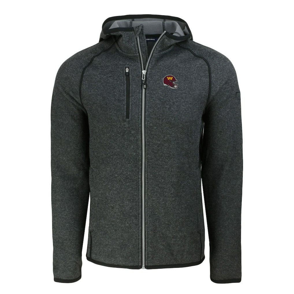 Washington Commanders Cutter & Buck Helmet Mainsail Sweater-Knit Full-Zip Hoodie - Heather Charcoal Hoodies