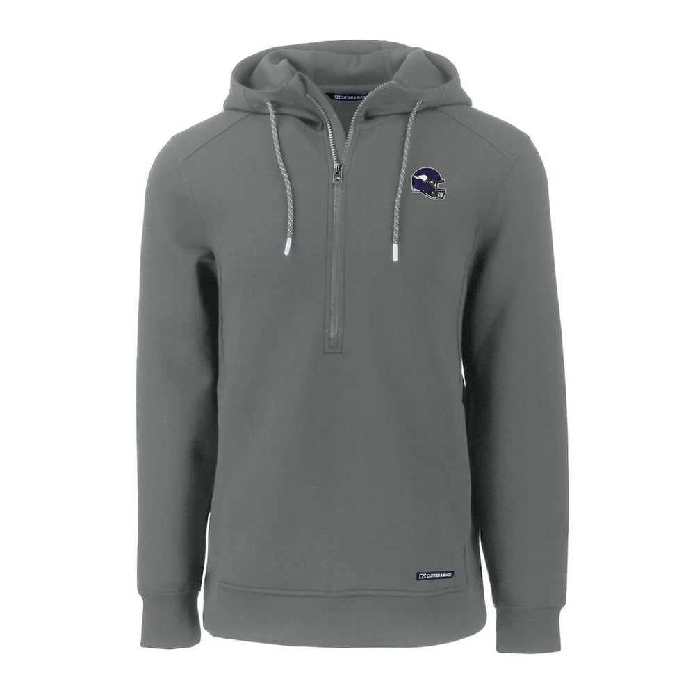 Minnesota Vikings Cutter & Buck Helmet Roam Eco Half-Zip Recycled Pullover Hoodie - Gray Hoodies