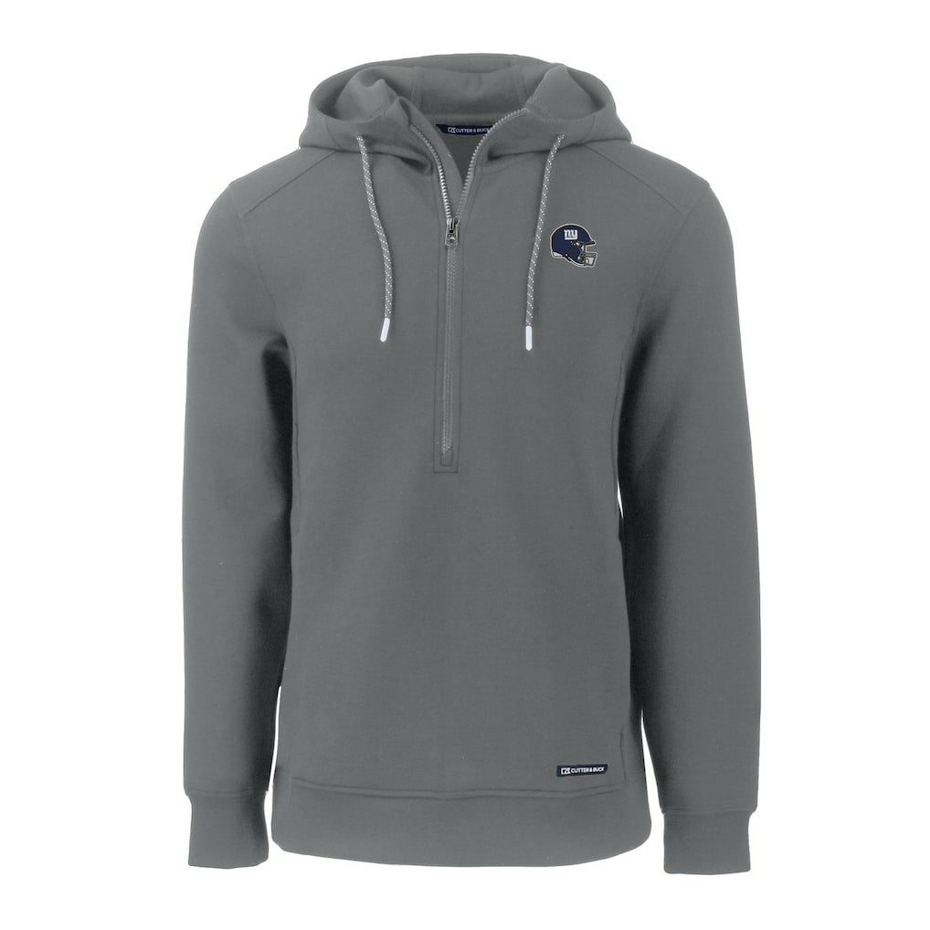 New York Giants Cutter & Buck Helmet Roam Eco Half-Zip Recycled Pullover Hoodie - Gray Hoodies