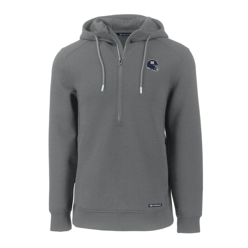 New York Giants Cutter & Buck Helmet Roam Eco Half-Zip Recycled Pullover Hoodie - Gray Hoodies