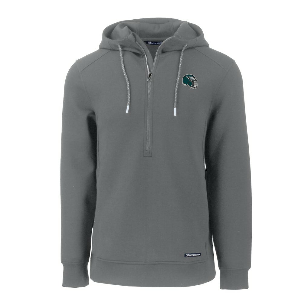 Philadelphia Eagles Cutter & Buck Helmet Roam Eco Half-Zip Recycled Pullover Hoodie - Gray Hoodies