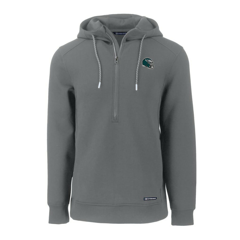 Philadelphia Eagles Cutter & Buck Helmet Roam Eco Half-Zip Recycled Pullover Hoodie - Gray Hoodies