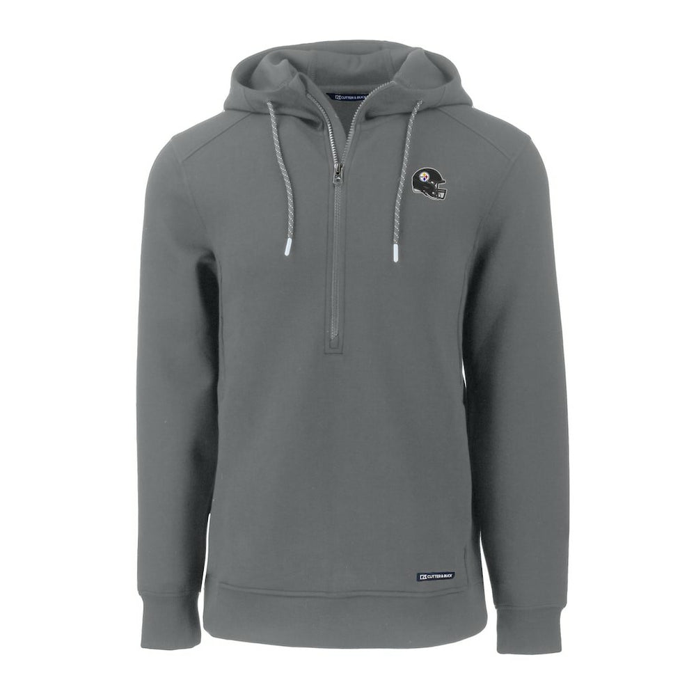 Pittsburgh Steelers Cutter & Buck Helmet Roam Eco Half-Zip Recycled Pullover Hoodie - Gray Hoodies