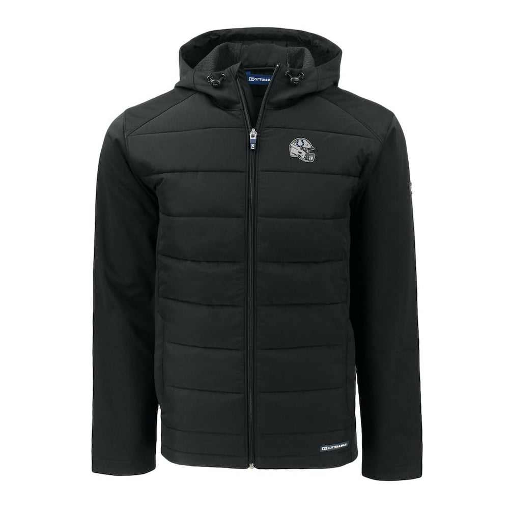 Indianapolis Colts Cutter & Buck Helmet Big & Tall Evoke Hybrid Eco Softshell Recycled Full-Zip Hoodie Jacket - Black Hoodies
