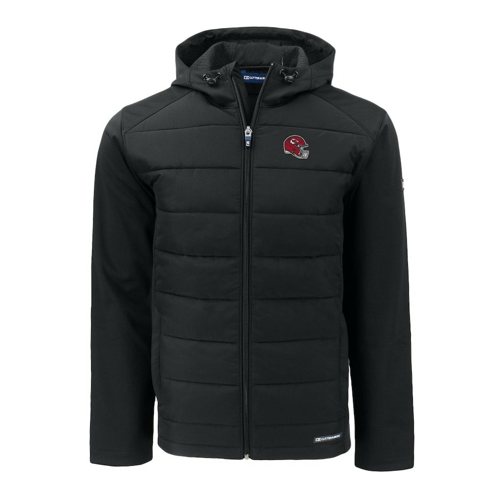 Kansas City Chiefs Cutter & Buck Helmet Big & Tall Evoke Hybrid Eco Softshell Recycled Full-Zip Hoodie Jacket - Black Hoodies