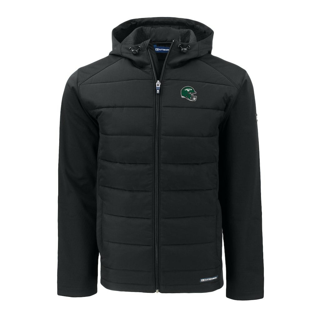 New York Jets Cutter & Buck Helmet Big & Tall Evoke Hybrid Eco Softshell Recycled Full-Zip Jacket - Black Jackets