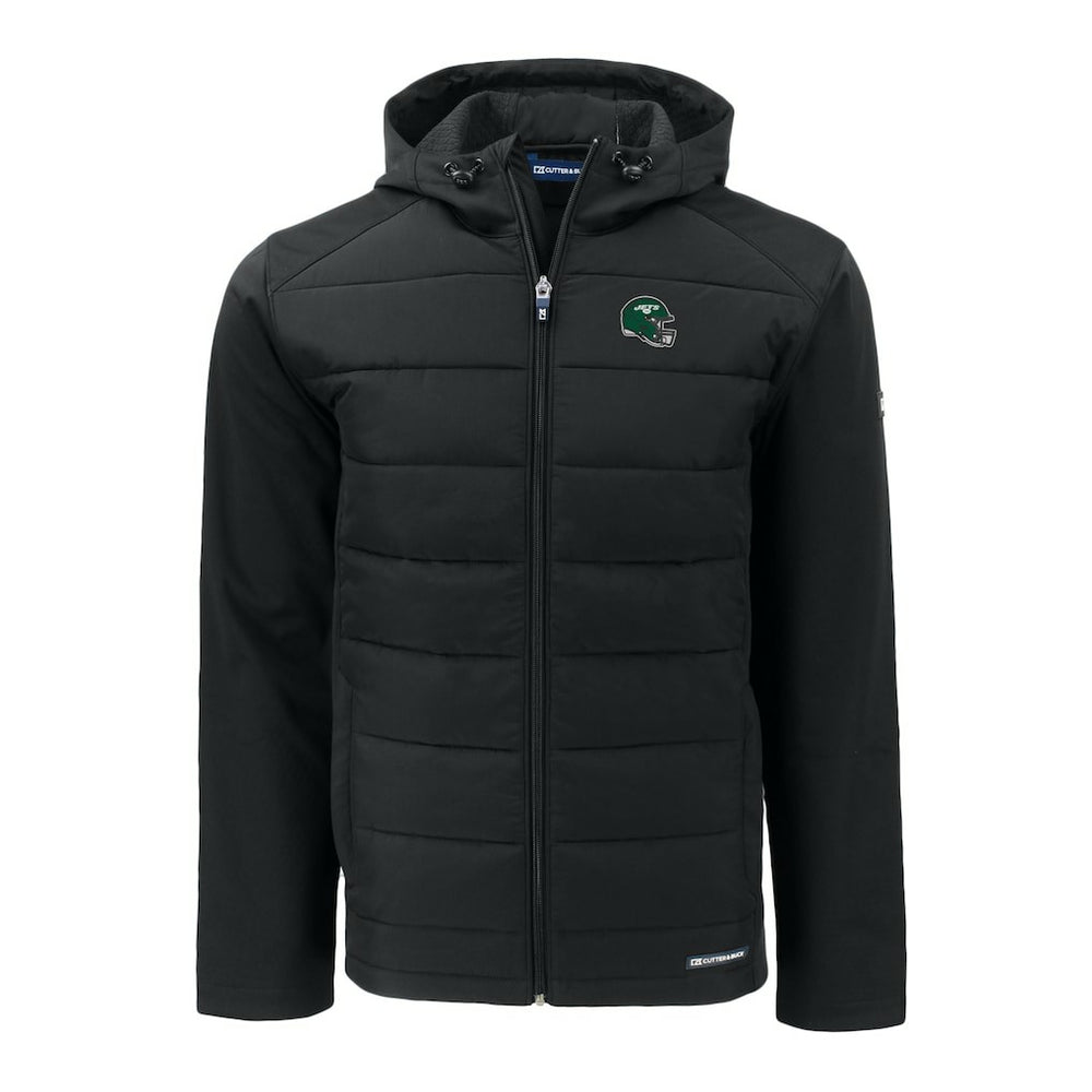 New York Jets Cutter & Buck Helmet Big & Tall Evoke Hybrid Eco Softshell Recycled Full-Zip Jacket - Black Jackets