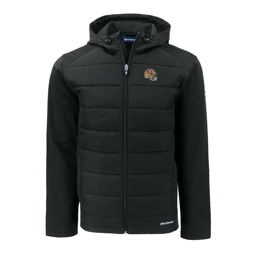 San Francisco 49ers Cutter & Buck Helmet Big & Tall Evoke Hybrid Eco Softshell Recycled Full-Zip Jacket - Black Jackets