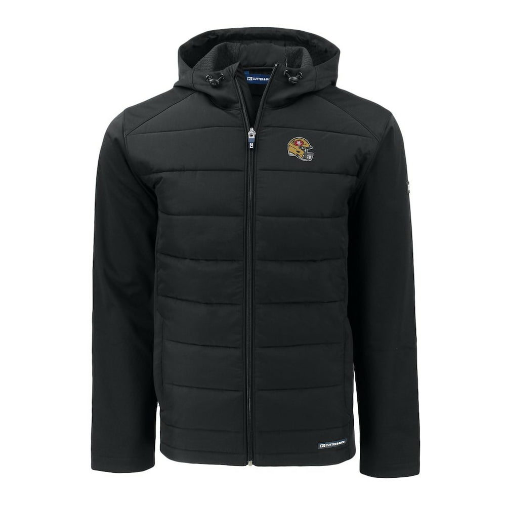 San Francisco 49ers Cutter & Buck Helmet Big & Tall Evoke Hybrid Eco Softshell Recycled Full-Zip Jacket - Black Jackets