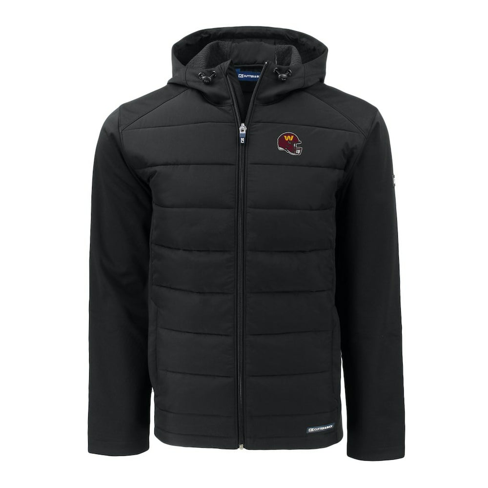 Washington Commanders Cutter & Buck Helmet Big & Tall Evoke Hybrid Eco Softshell Recycled Full-Zip Jacket - Black Jackets