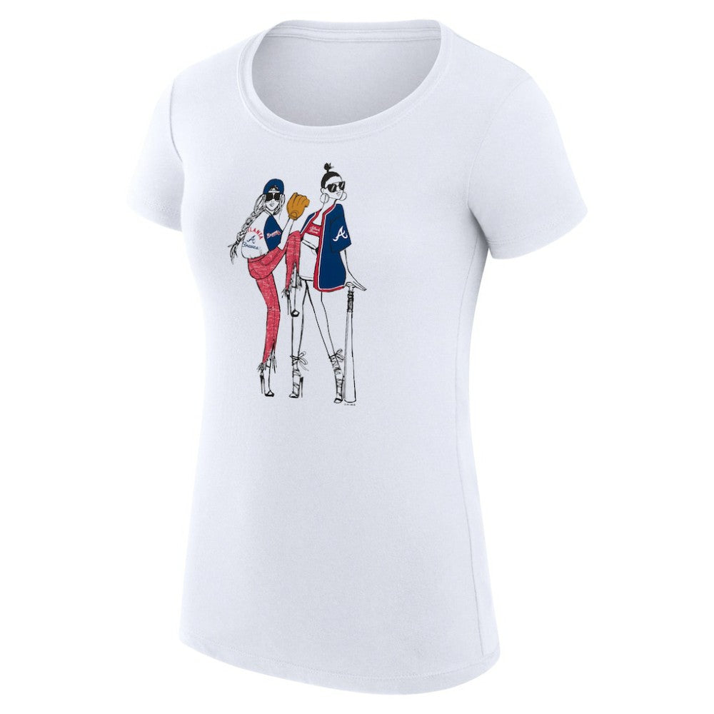 Atlanta Braves G-III 4Her by Carl Banks Women's Super-Slim Fit Lightweight Baseball Girls T-Shirt - White T-shirts