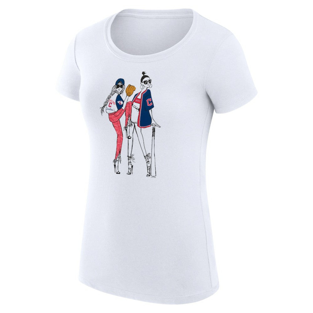 Cleveland Guardians G-III 4Her by Carl Banks Women's Super-Slim Fit Lightweight Baseball Girls T-Shirt - White T-shirts