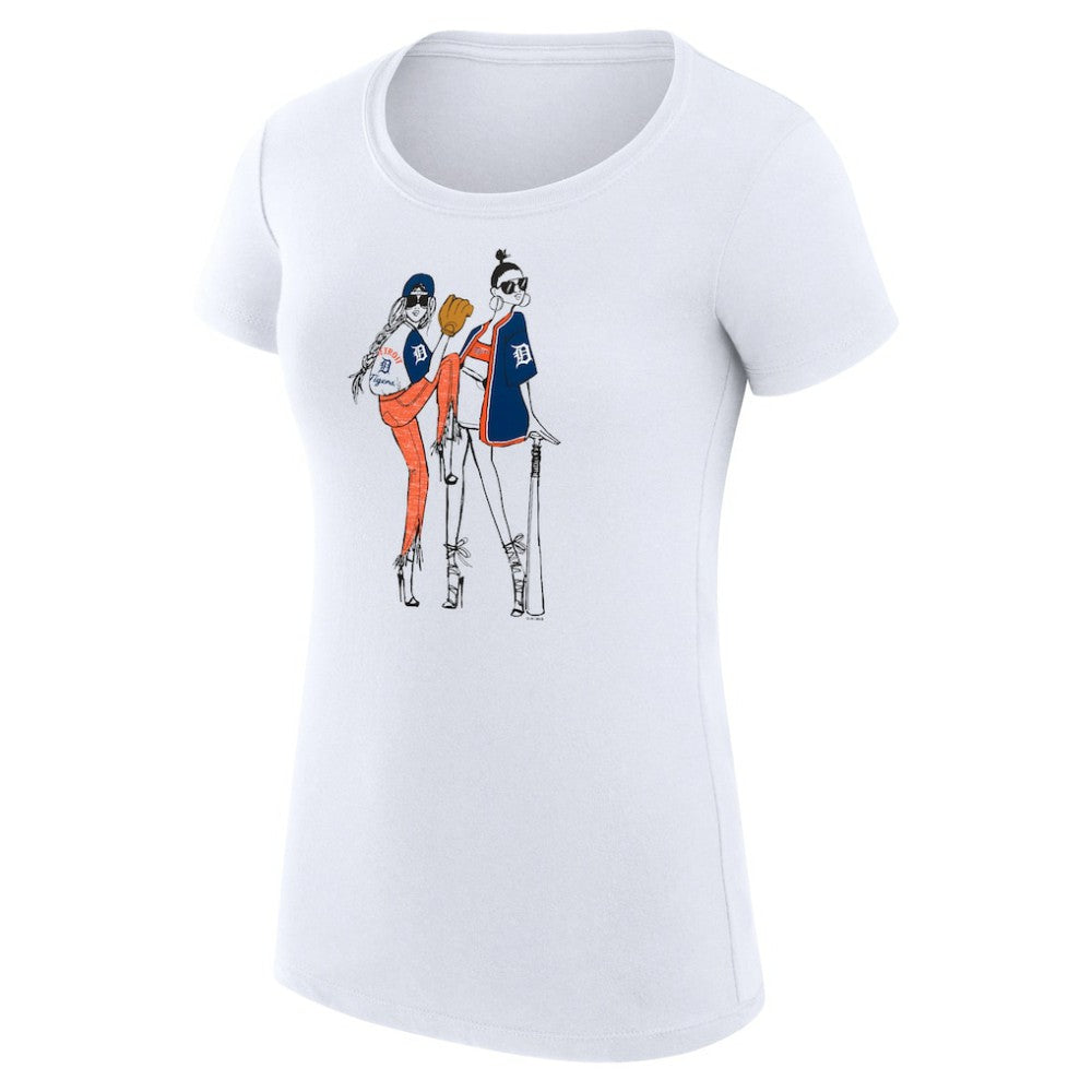 Detroit Tigers G-III 4Her by Carl Banks Women's Super-Slim Fit Lightweight Baseball Girls T-Shirt - White T-shirts