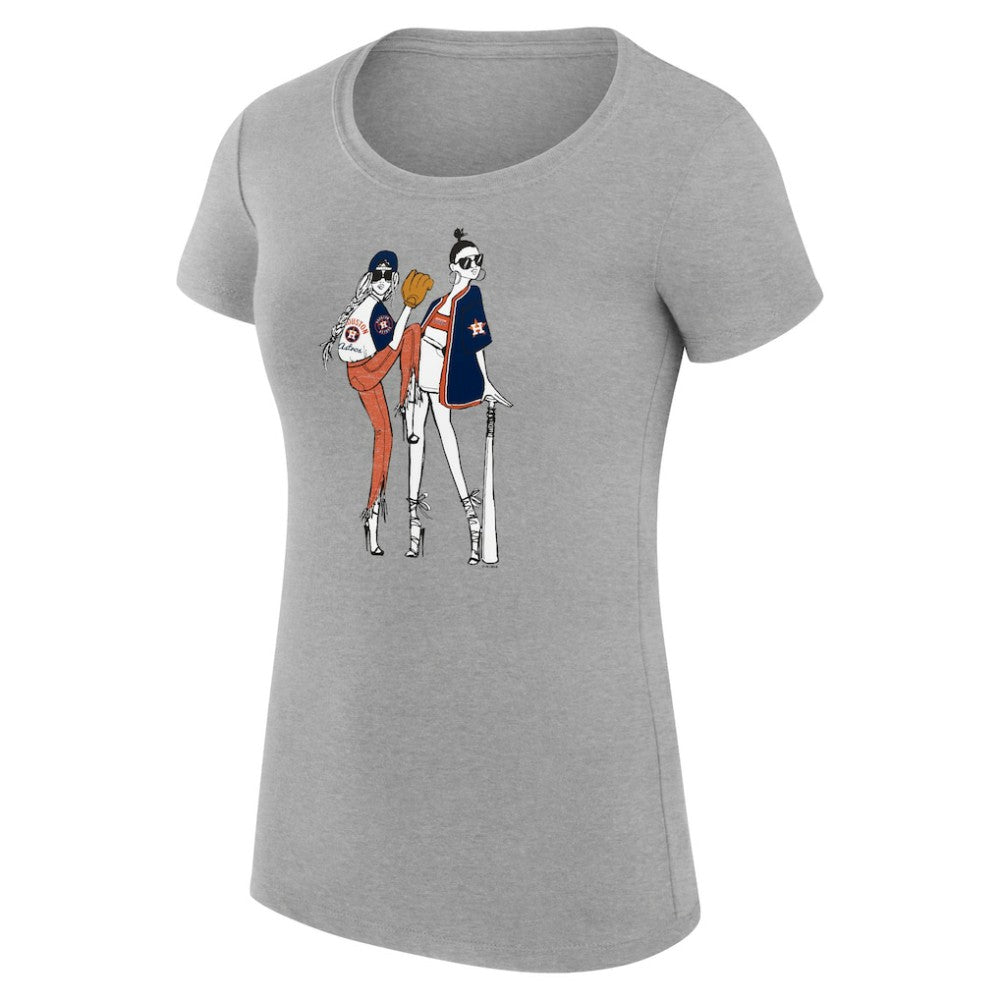 Houston Astros G-III 4Her by Carl Banks Women's Super-Slim Fit Lightweight Baseball Girls T-Shirt - Heather Gray T-shirts