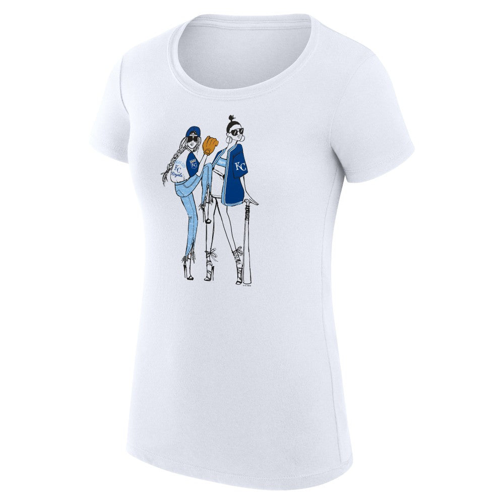 Kansas City Royals G-III 4Her by Carl Banks Women's Super-Slim Fit Lightweight Baseball Girls T-Shirt - White T-shirts