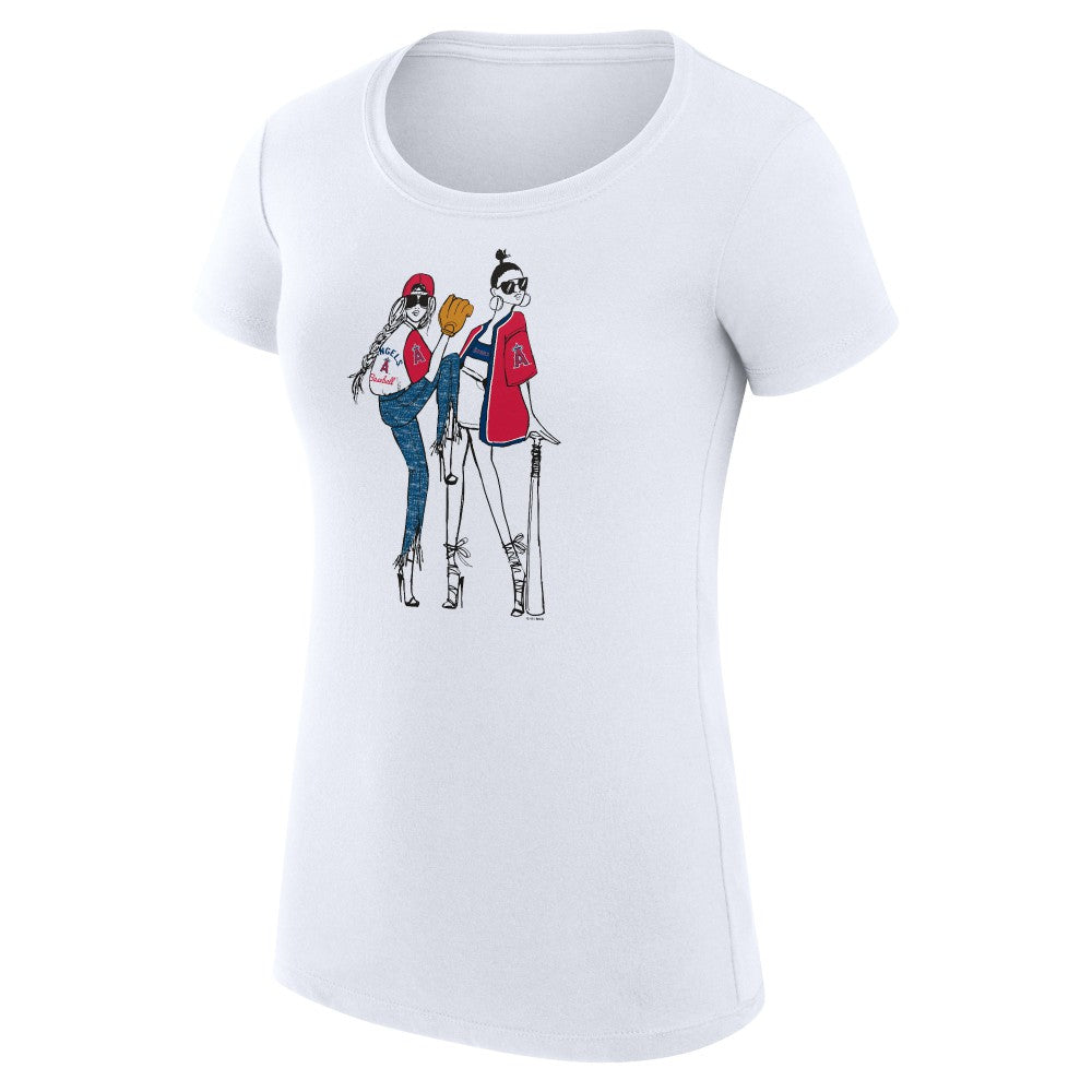 Los Angeles Angels G-III 4Her by Carl Banks Women's Super-Slim Fit Lightweight Baseball Girls T-Shirt - White T-shirts