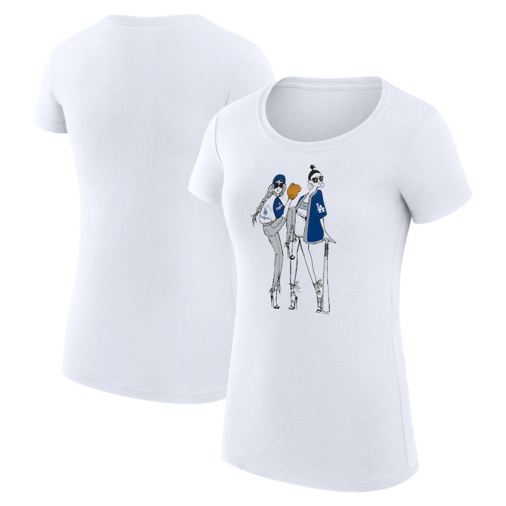 Los Angeles Dodgers G-III 4Her by Carl Banks Women's Super-Slim Fit Lightweight Baseball Girls T-Shirt - White T-shirts