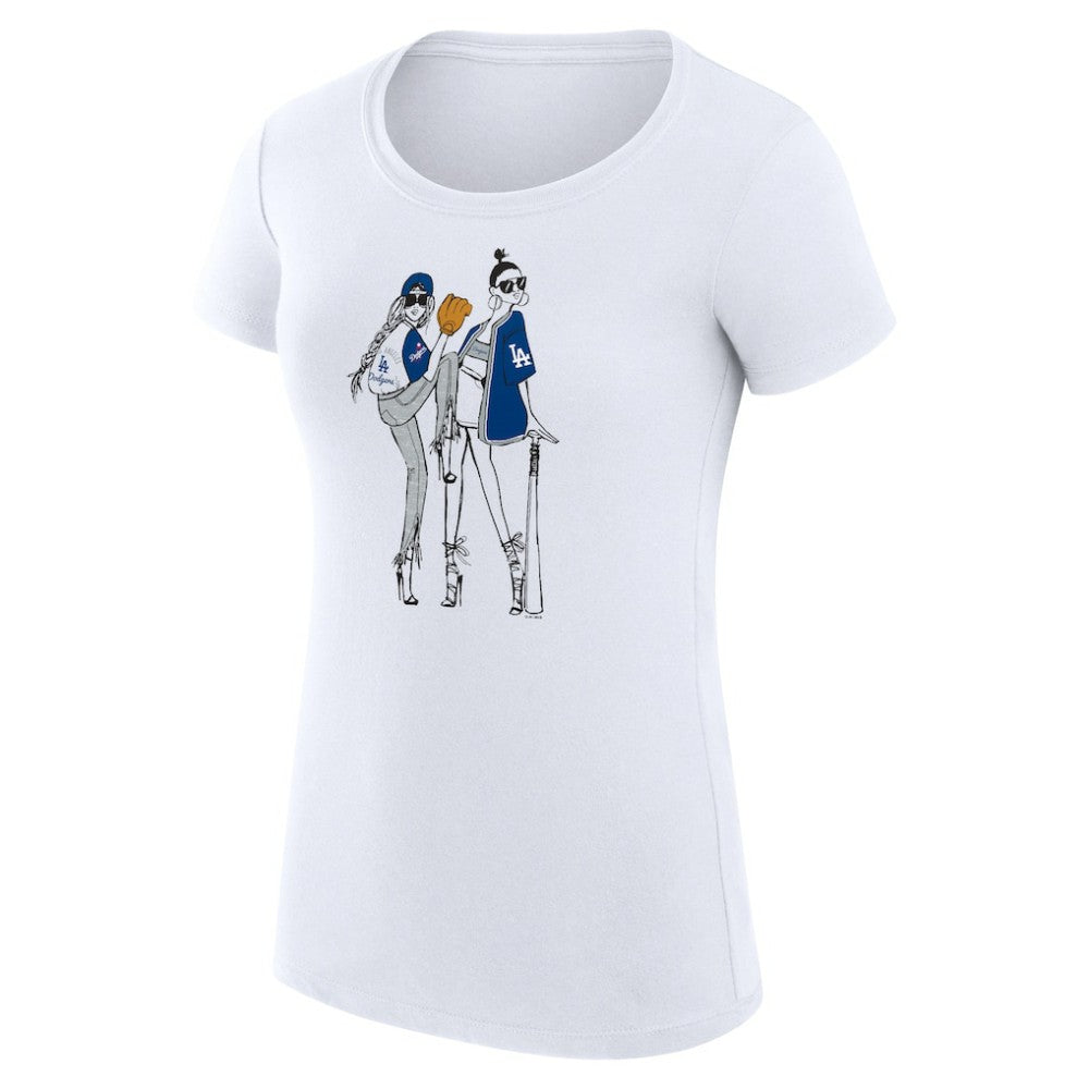 Los Angeles Dodgers G-III 4Her by Carl Banks Women's Super-Slim Fit Lightweight Baseball Girls T-Shirt - White T-shirts
