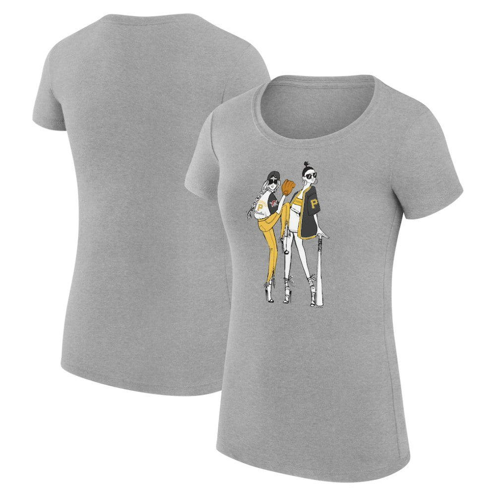 Pittsburgh Pirates G-III 4Her by Carl Banks Women's Super-Slim Fit Lightweight Baseball Girls T-Shirt - Heather Gray T-shirts