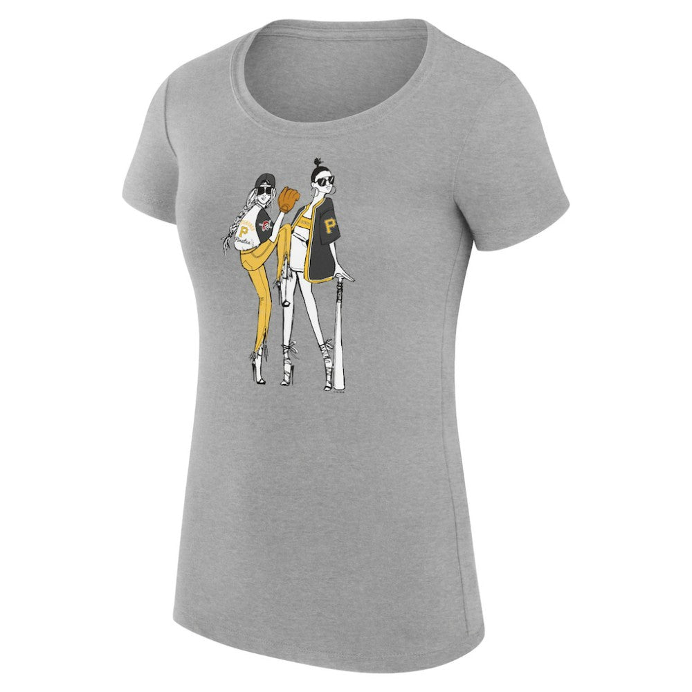 Pittsburgh Pirates G-III 4Her by Carl Banks Women's Super-Slim Fit Lightweight Baseball Girls T-Shirt - Heather Gray T-shirts