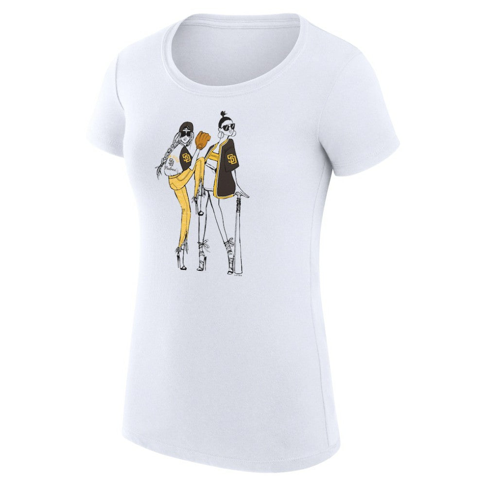 San Diego Padres G-III 4Her by Carl Banks Women's Super-Slim Fit Lightweight Baseball Girls T-Shirt - White T-shirts