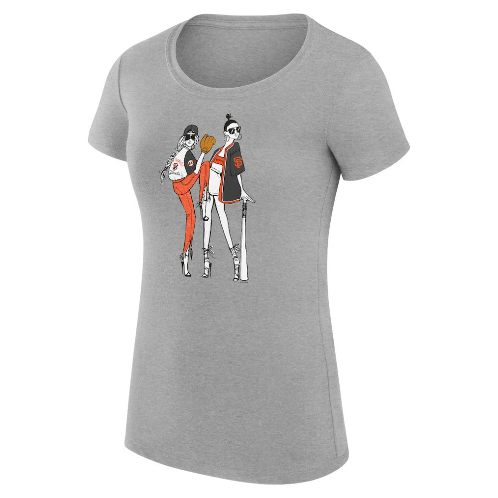 San Francisco Giants G-III 4Her by Carl Banks Women's Super-Slim Fit Lightweight Baseball Girls T-Shirt - Heather Gray T-shirts