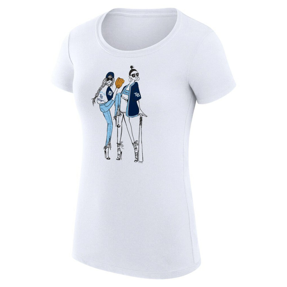 Tampa Bay Rays G-III 4Her by Carl Banks Women's Super-Slim Fit Lightweight Baseball Girls T-Shirt - White T-shirts